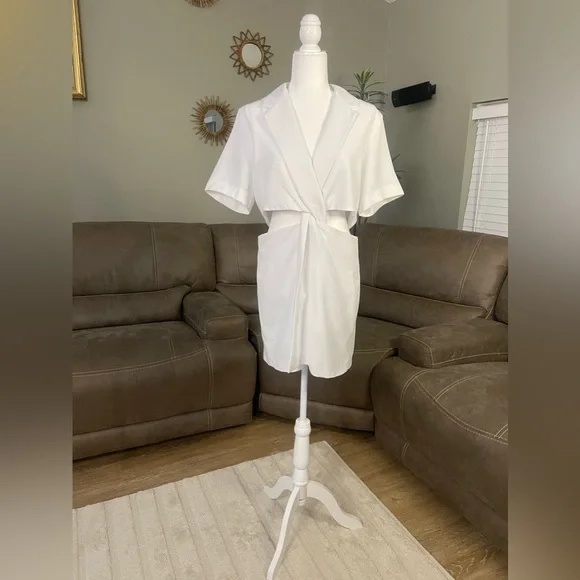 NWT Zara White Cut Out Mini Dress Sz L Summer Cocktail Party Event Trend Style - Picture 16 of 16